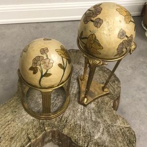 Solid Brass Stand w- Cloisonne Enamel Sphere